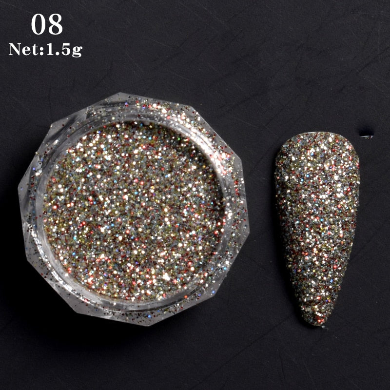 1 Box Hot Sale Holographics Nail Powder, chrome