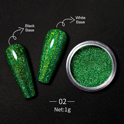1 Box Hot Sale Holographics Nail Powder, chrome