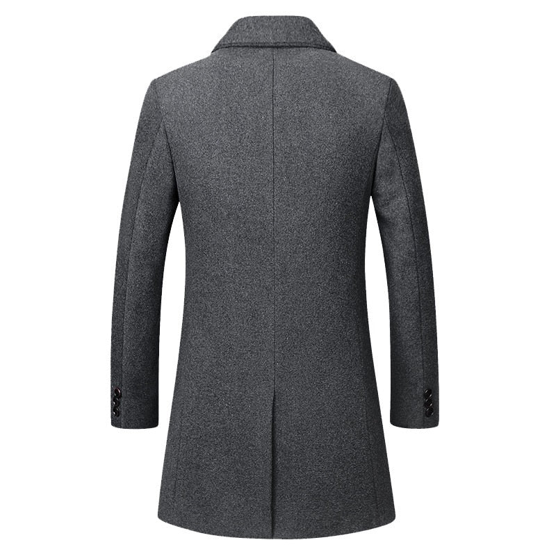 Winter Wolljacke Herren Hochwertiger Wollmantel lässig Slim Kragen Wollmantel Herren langer Baumwollkragen Trenchcoat