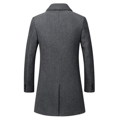 Winter Wolljacke Herren Hochwertiger Wollmantel lässig Slim Kragen Wollmantel Herren langer Baumwollkragen Trenchcoat