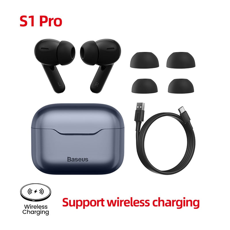 Baseus TWS ANC Wireless Bluetooth 5.2 Earphone S1/S1Pro Active Noise Cancelling Hi-Fi Headphones Touch Control Gaming Earbuds
