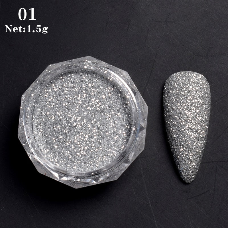 1 Box Hot Sale Holographics Nail Powder, chrome