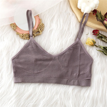 FINETOO Seamless Tanks Tops Panties Set Female Underwear Wireless Bra Crop Top Women Low-rise Underpants Soft Bralette Lingerie