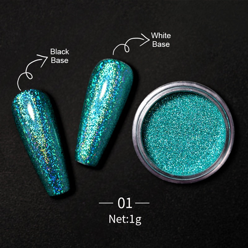 1 Box Hot Sale Holographics Nail Powder, chrome