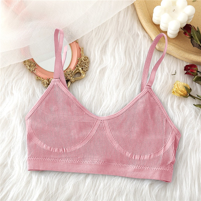 FINETOO Seamless Tanks Tops Panties Set Female Underwear Wireless Bra Crop Top Women Low-rise Underpants Soft Bralette Lingerie
