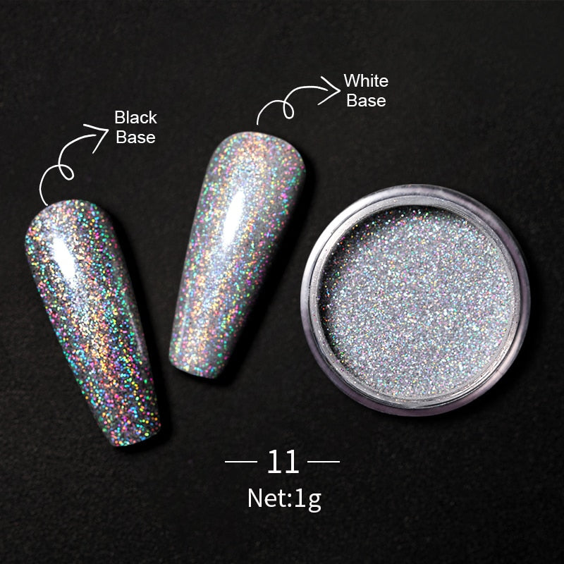 1 Box Hot Sale Holographics Nail Powder, chrome