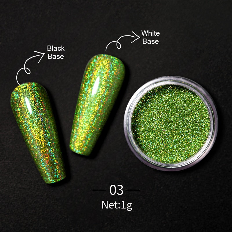 1 Box Hot Sale Holographics Nail Powder, chrome