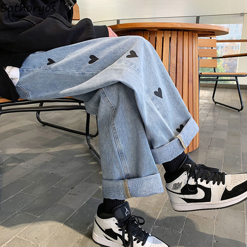 Side Heart Graphic Denim Jeans