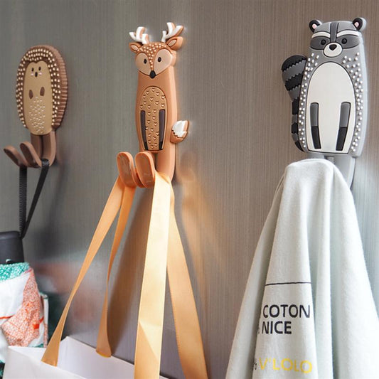 Cute Magnetic Hooks Removable Fridge Sticker Refrigerator Message Magnet Coat Hanger Key Holder Storage Hook (Hedgehog)