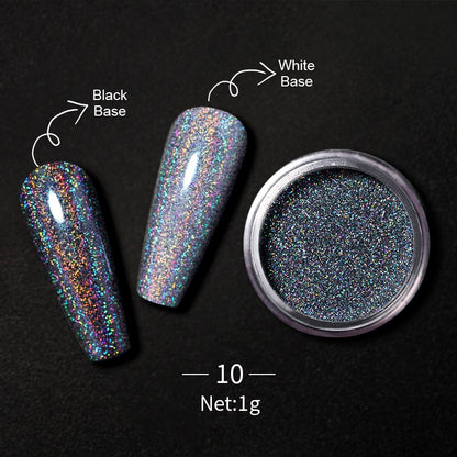 1 Box Hot Sale Holographics Nail Powder, chrome