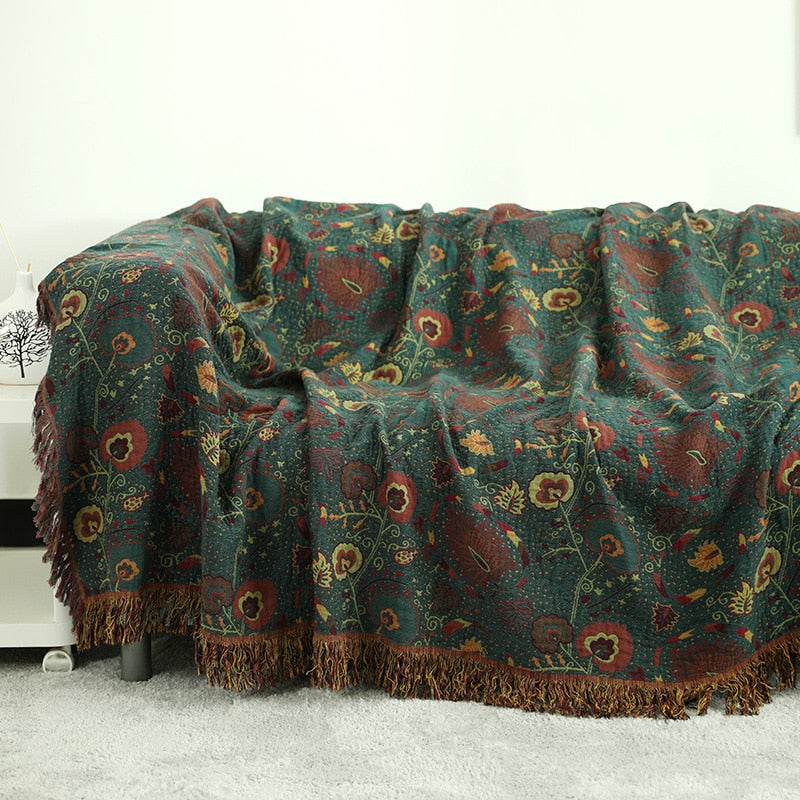 100% Cotton Nordic Soft Large Fashion Muslin Summer Throw Blanket Cover For Sofa Boho Blue Green Warm Bedspread Blankets For Bed
