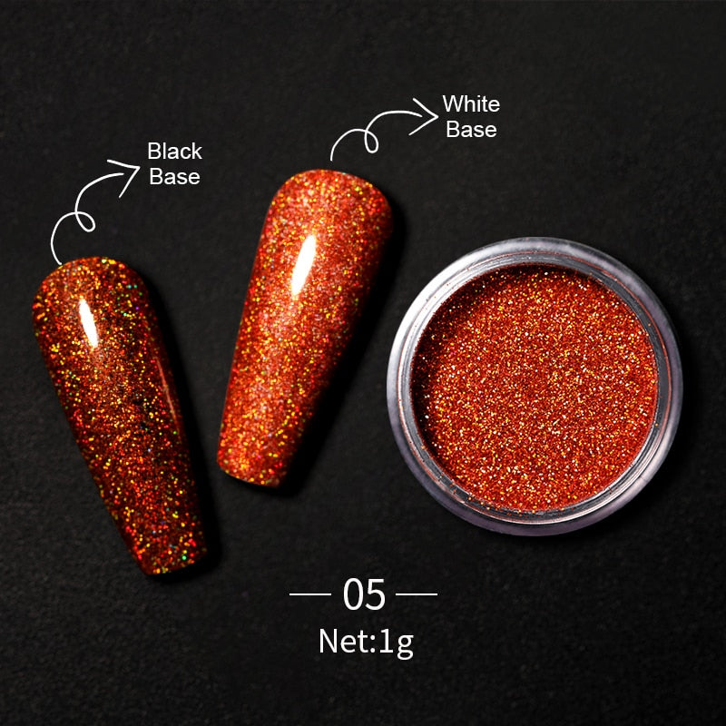 1 Box Hot Sale Holographics Nail Powder, chrome