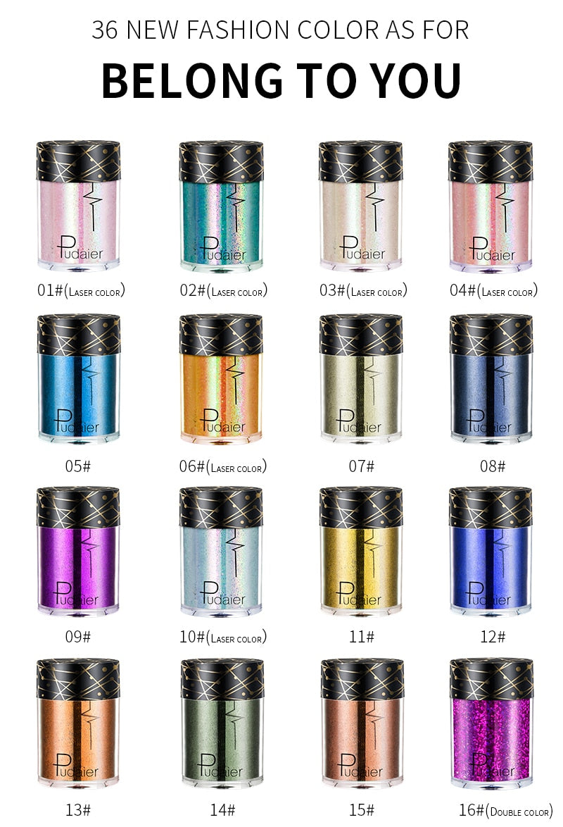 Beyprern 36 Colors Glitter Eyeshadow Waterproof Metallic Diamond Eyeshadow Palette Prismatic Powder Pigment Eye Makeup Cosmetic TSLM2