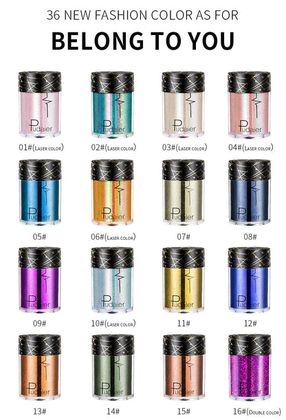 Beyprern 36 Colors Glitter Eyeshadow Waterproof Metallic Diamond Eyeshadow Palette Prismatic Powder Pigment Eye Makeup Cosmetic TSLM2