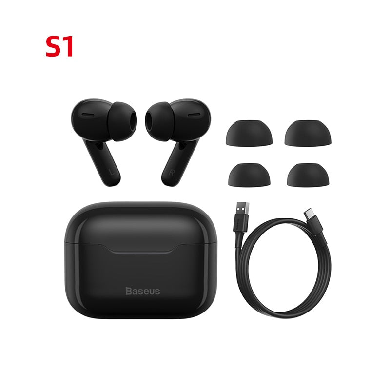 Baseus TWS ANC Wireless Bluetooth 5.2 Earphone S1/S1Pro Active Noise Cancelling Hi-Fi Headphones Touch Control Gaming Earbuds