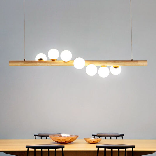 Spiraling Linear Glass Ball Chandelier - Modern Hanging Dining Room Light Fixture - Linnea