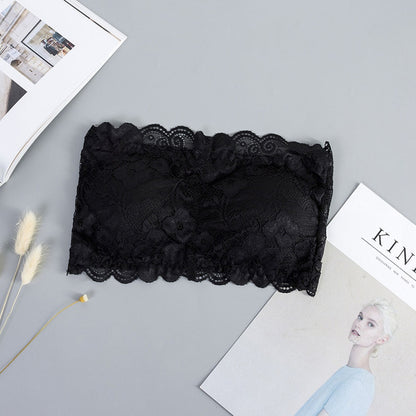 Valentine's day Sexy Summer Women  Elastic Strapless Bra Lace Tube Top Bandeau Crop Tank Seamless Padded Underwear Wholesale