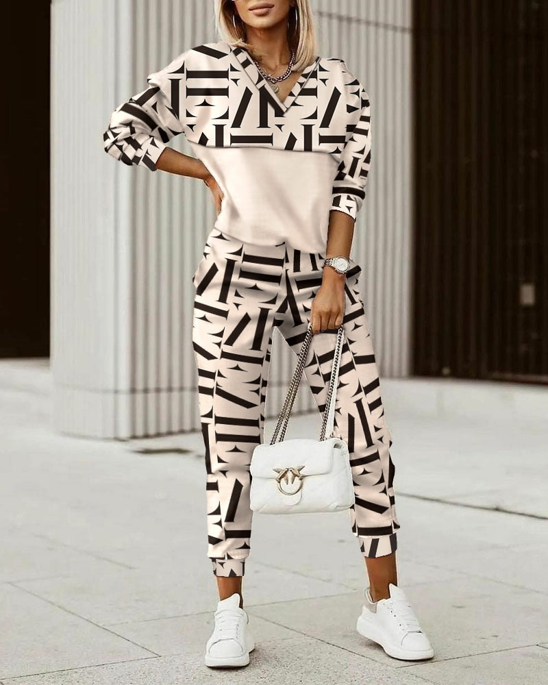 New Fashion Women Plaid Print Zipper Front Hooded Top & Pants Set Two Pieces Suit Flare Pants Outwear