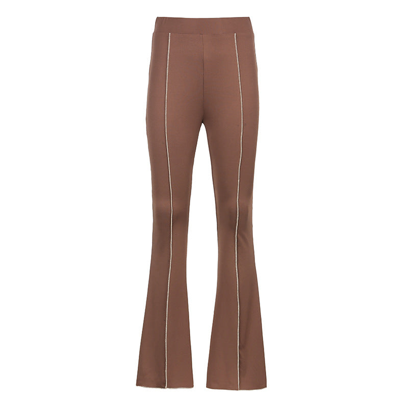 ins fashion street style women's clothing new anti-car line high waist show figure flared pants women