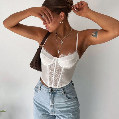2022 spring and summer new LS21586DG hollow sexy lace pleated tube top sling European and American foreign trade wholesale women