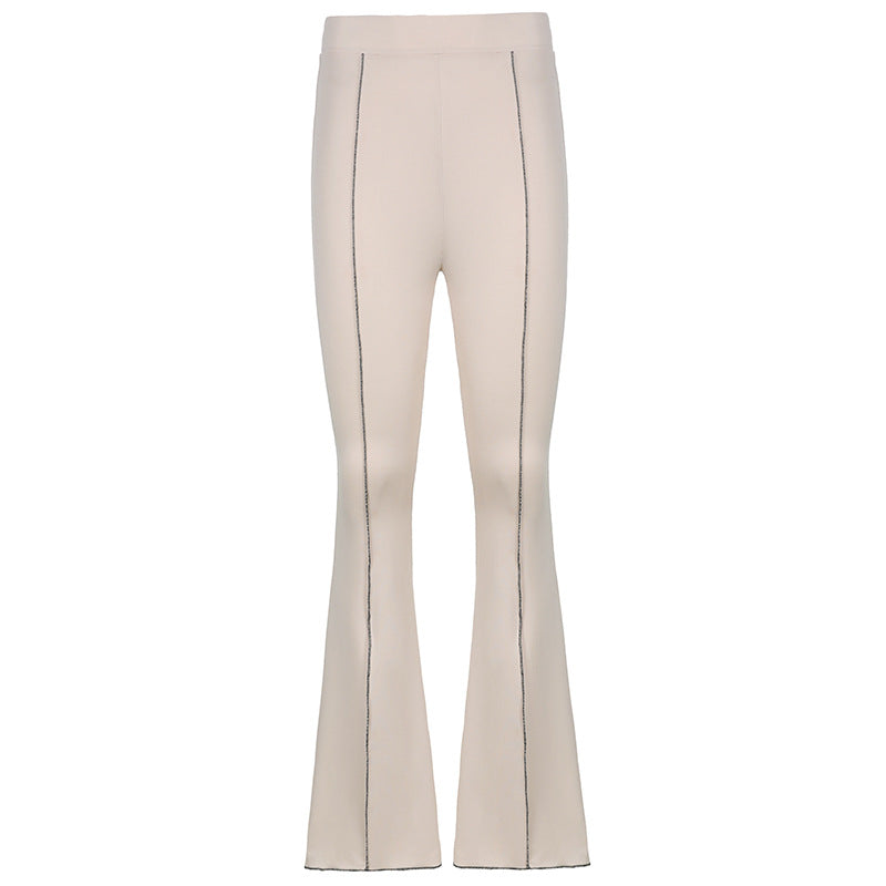 ins fashion street style women's clothing new anti-car line high waist show figure flared pants women
