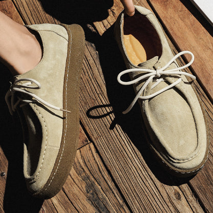 Men's shoes new trendy men's casual leather shoes Korean version trend all-match suede shoes British style leather shoes men's hair
