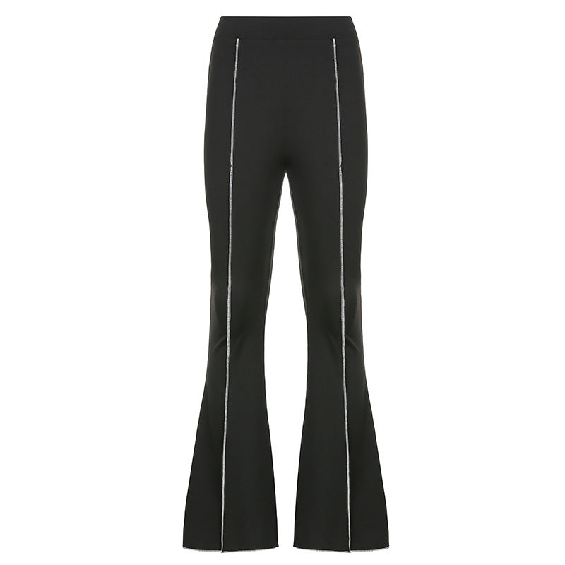 ins fashion street style women's clothing new anti-car line high waist show figure flared pants women