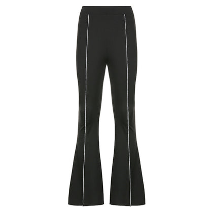 ins fashion street style women's clothing new anti-car line high waist show figure flared pants women