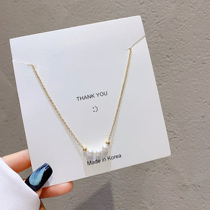 European and American retro titanium necklace female designed high-grade pearl pendant INS style wild lock bone chain jewelry