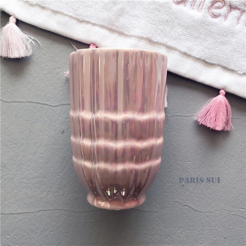Pearlescent couple wash set shell mouthwash cup girlfriends wedding gift ceramic bathroom electric toothbrush sweet style
