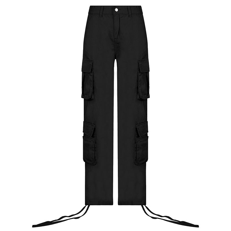 Self-built station new 2021 autumn and winter foreign trade women's street hip-hop style low-waist tooling denim trousers casual pants