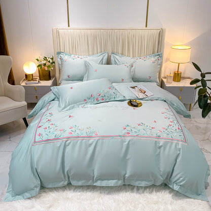 180 pcs cotton long-staple cotton four-piece set pure cotton plant flower embroidery quilt cover sheet high-end bedding