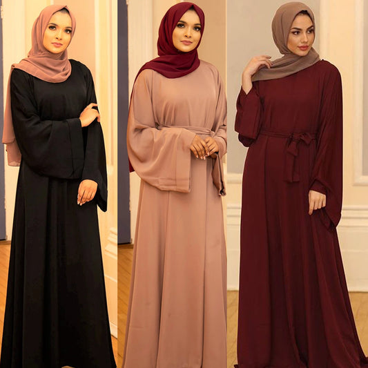 AliExpress ebay Amazon Middle East Dubai hot sale solid color large size tie Muslim dress 6394