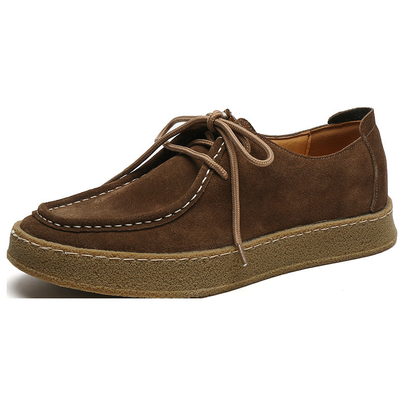 Men's shoes new trendy men's casual leather shoes Korean version trend all-match suede shoes British style leather shoes men's hair