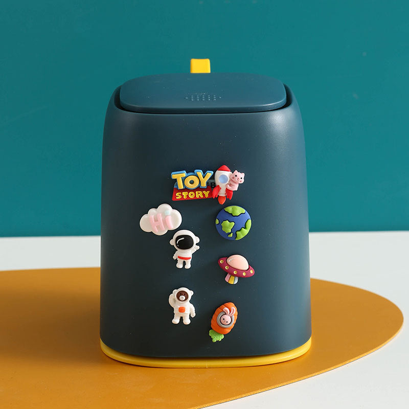Desktop trash can small bedside mini cartoon car storage bucket with lid cute bedroom home desktop tube