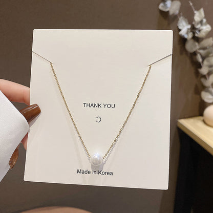 European and American retro titanium necklace female designed high-grade pearl pendant INS style wild lock bone chain jewelry