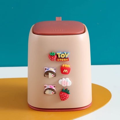 Desktop trash can small bedside mini cartoon car storage bucket with lid cute bedroom home desktop tube