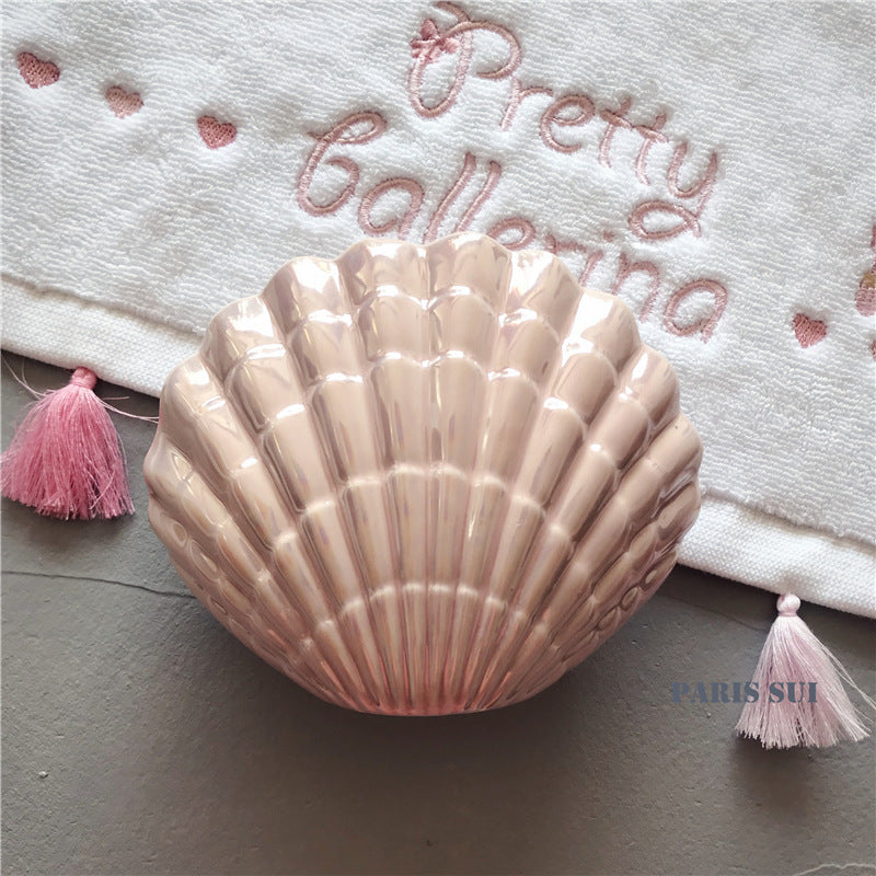 Pearlescent couple wash set shell mouthwash cup girlfriends wedding gift ceramic bathroom electric toothbrush sweet style