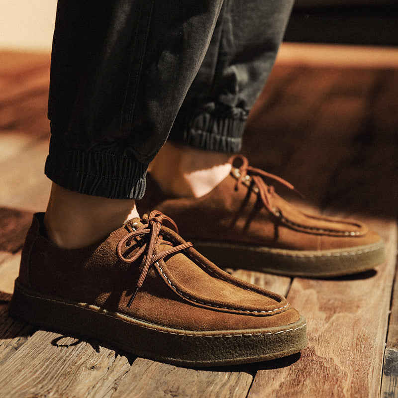 Men's shoes new trendy men's casual leather shoes Korean version trend all-match suede shoes British style leather shoes men's hair