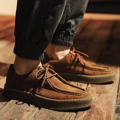 Men's shoes new trendy men's casual leather shoes Korean version trend all-match suede shoes British style leather shoes men's hair