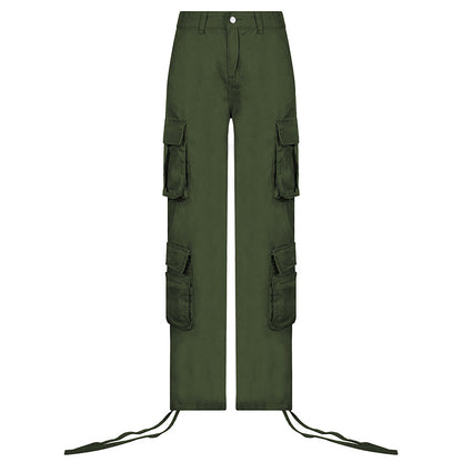 Self-built station new 2021 autumn and winter foreign trade women's street hip-hop style low-waist tooling denim trousers casual pants