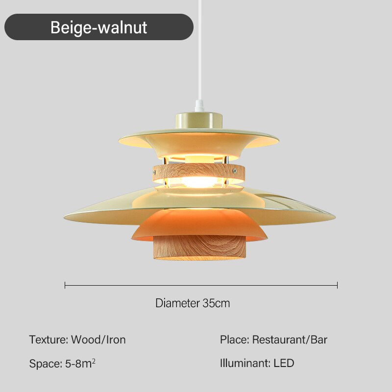 Nordic Style Metal & Wood Pendant Light - Wood Hanging Light - Ospak