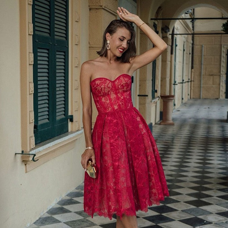 Fiona Printed Lace Corset Dress