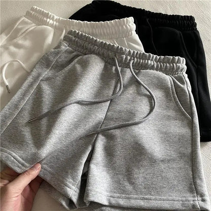 Solid Drawstring Elastic Waist Shorts