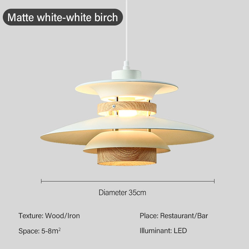 Nordic Style Metal & Wood Pendant Light - Wood Hanging Light - Ospak