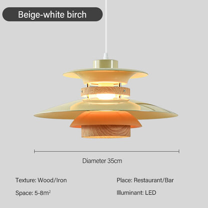 Nordic Style Metal & Wood Pendant Light - Wood Hanging Light - Ospak