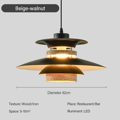 Nordic Style Metal & Wood Pendant Light - Wood Hanging Light - Ospak