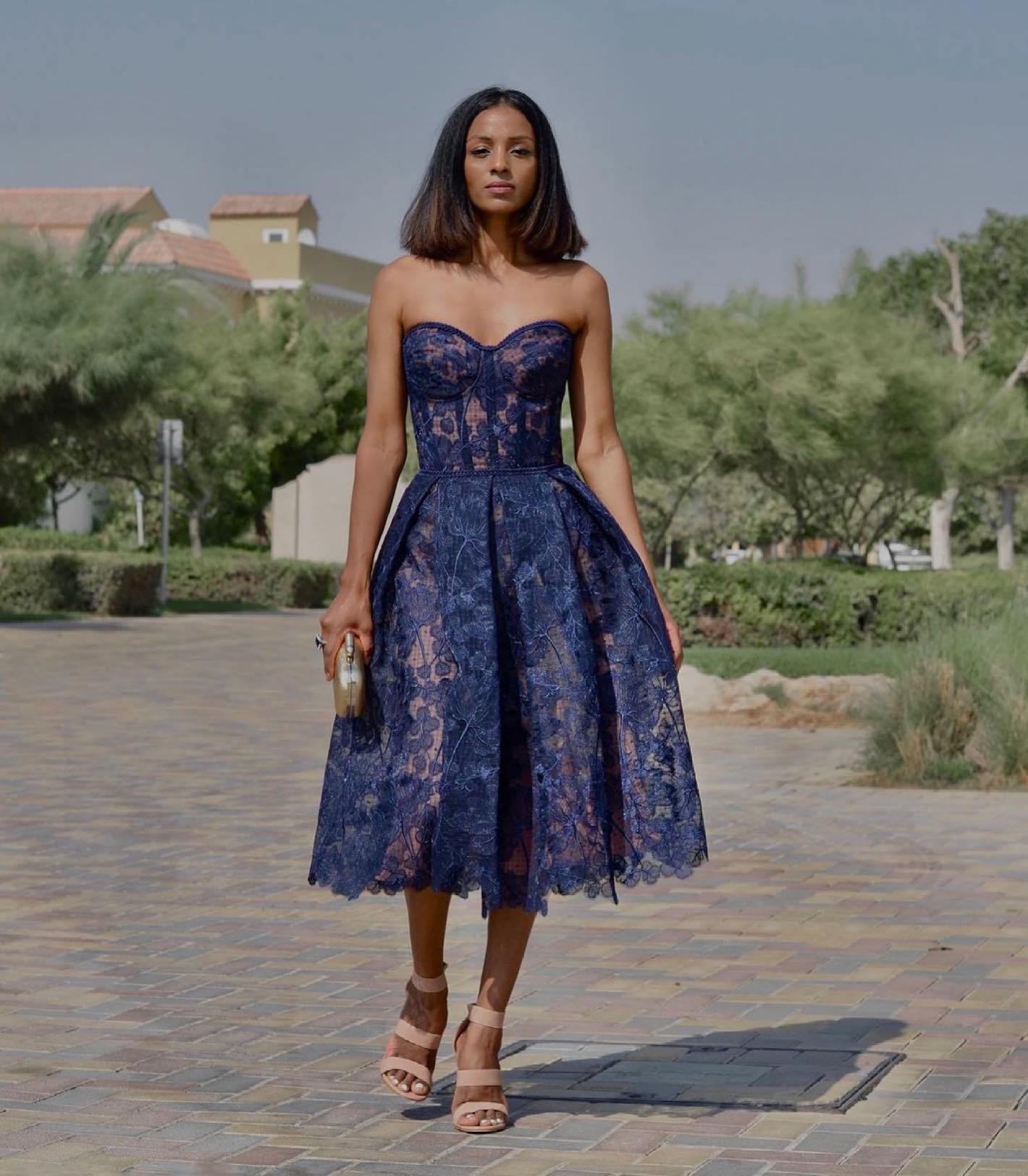 Fiona Printed Lace Corset Dress