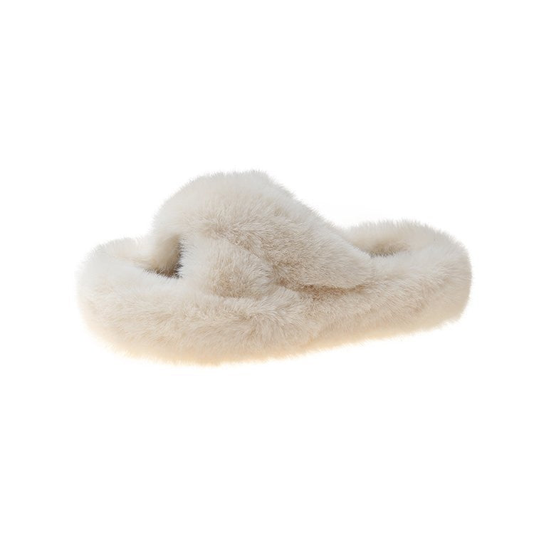 Winter Warm Fashion Slipper Women Modern Slides Outside Design Fluffy Slippers Indoor Soft Plush Shoes Women Warm Slippers