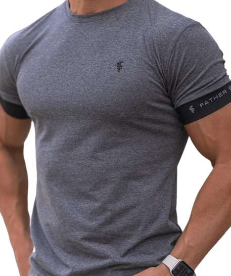Men's Black  Slim-Fit Round Neck Tee-Shirt